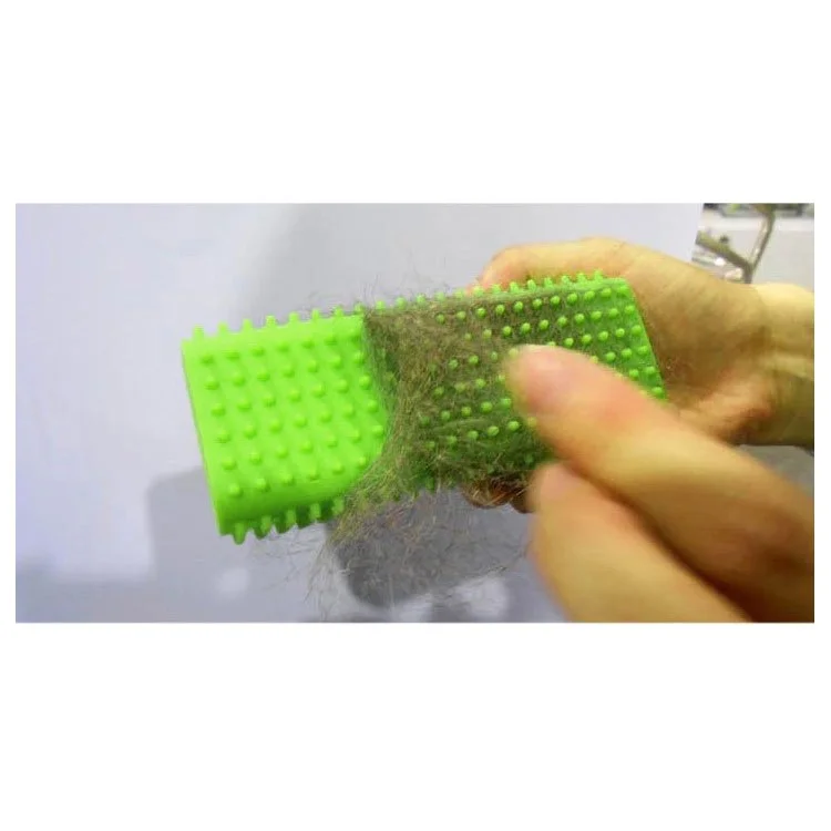 Silicone Puppy Dogs Cats Shedding Hair Remover Brush Grooming Tool - Green