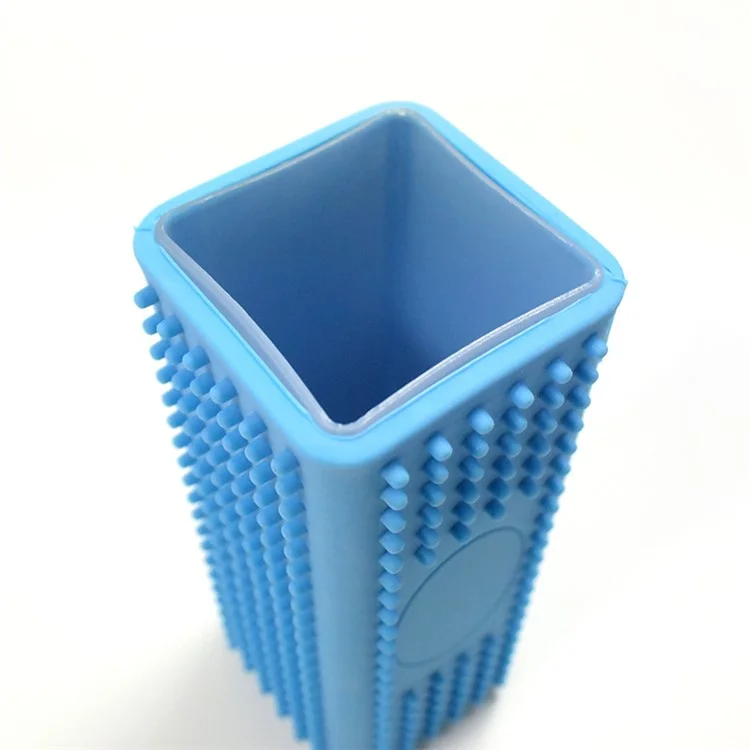 Soft Silicone Dogs Cats Pet Hair Remover Brush Shedding Grooming Tool - Blue