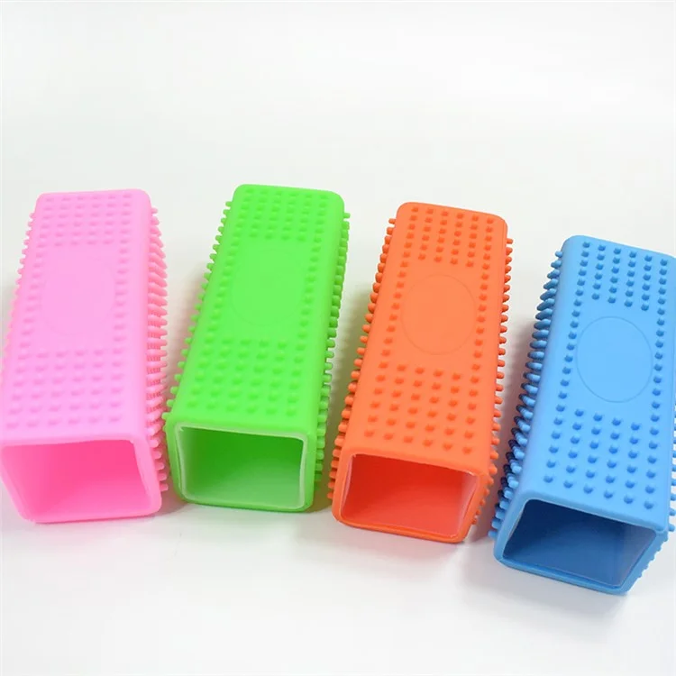 Soft Silicone Dogs Cats Pet Hair Remover Brush Shedding Grooming Tool - Blue