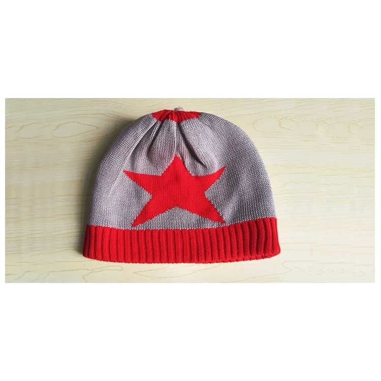 3-Piece Set Knitted Star Kids Autumn Winter Hat + Scarf + Mittens - Red / S Size