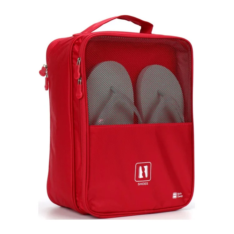Dual-layer Flight Travel Shoes Storage Bag Packing Organizer - Red
