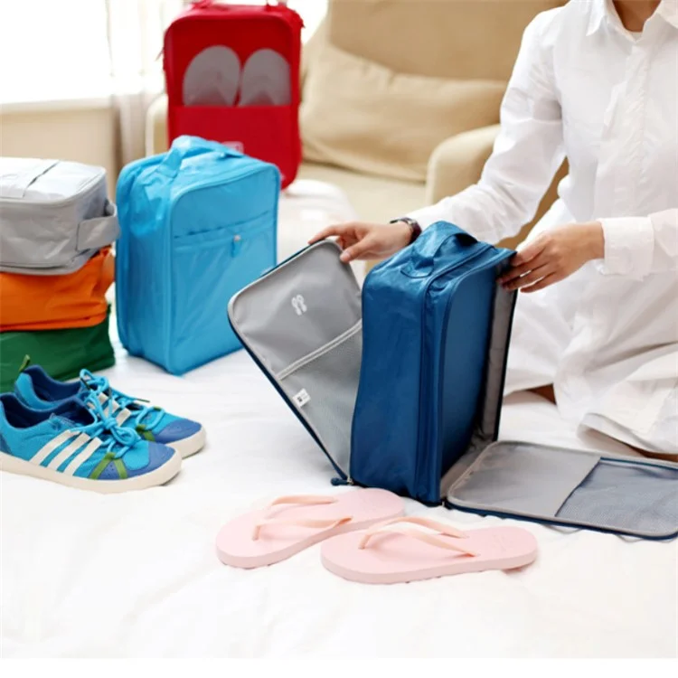 Dual-layer Flight Travel Shoes Storage Bag Packing Organizer - Red