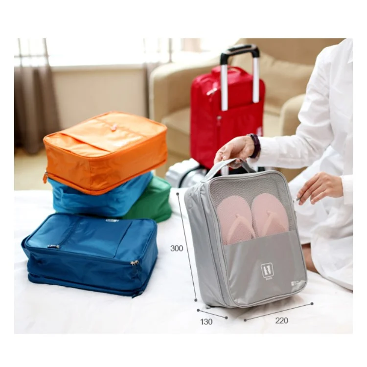 Flight Travel Storage Bag Dual-layer Packing Organizer for Shoes - Dark Blue