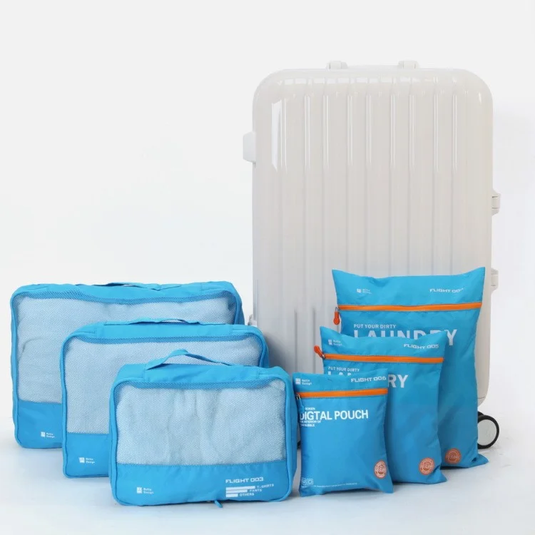 BOTTA DESIGN 6PCS Set Waterproof Travel Cloth Luggage Packing Bags - Light Blue