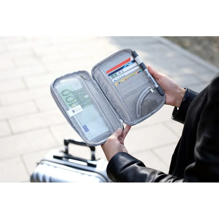 BOTTA DESIGN Multi-function Travel Wallet Passport Bag with Strap, Size: 18.5 x 12.5cm - Grey