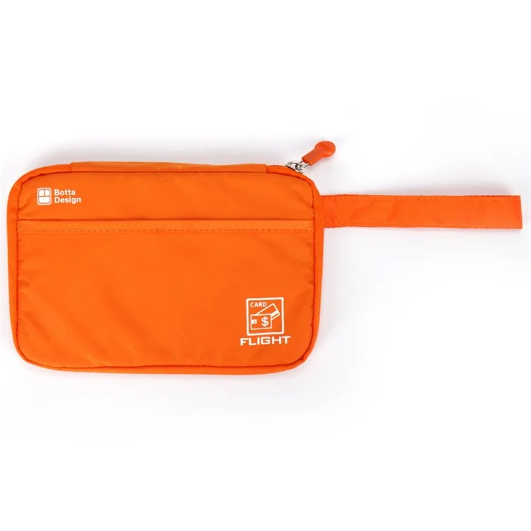 BOTTA DESIGN Travel Passport Organizer Card Holder Bag with Strap, Size: 18.5 x 12.5cm - Orange