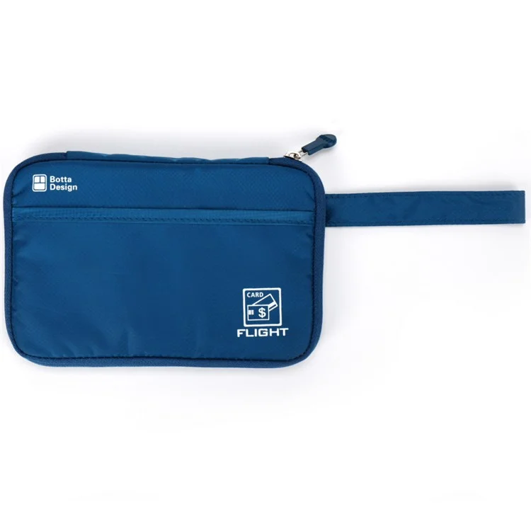 BOTTA DESIGN Travel Passport Organizer Purse with Strap, Size: 18.5 x 12.5cm - Dark Blue