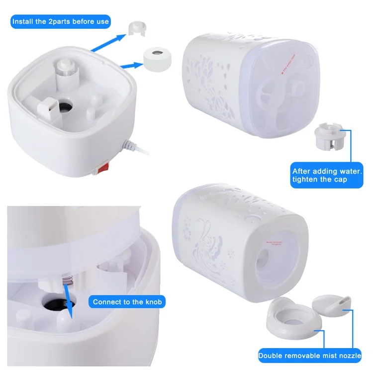 1.5L Ultrasonic Air Humidifier LED Color Changing Aroma Oil Diffuser - White / US Plug