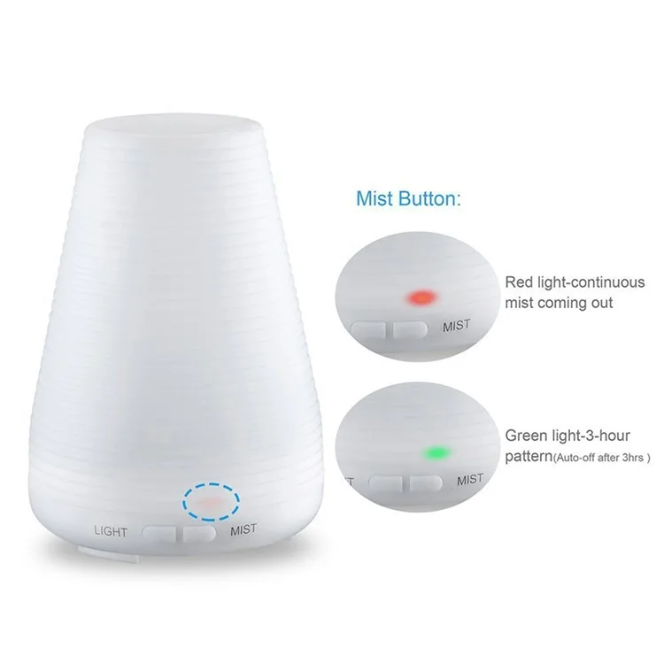 100ml Ultrasonic Essential Oil Diffuser Air Humidifier with LED Color Changing Light - White / US Plug