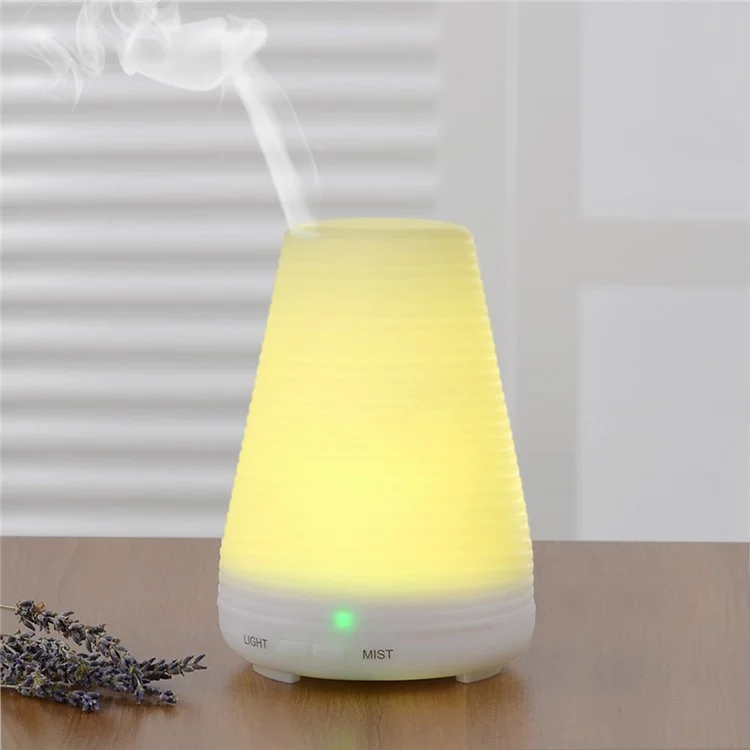 100ml Ultrasonic Essential Oil Diffuser Air Humidifier with 7-color Changing LED Light - White / EU Plug