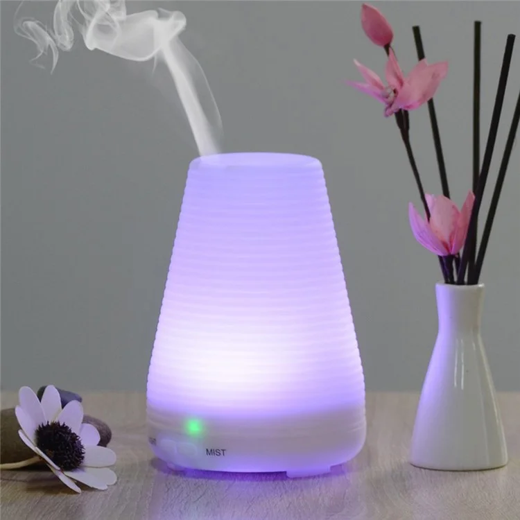 100ml Ultrasonic Essential Oil Diffuser Air Humidifier with 7-color Changing LED Light - White / EU Plug
