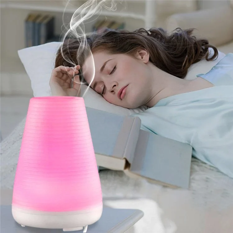 100ml Ultrasonic Essential Oil Diffuser Air Humidifier with 7-color Changing LED Light - White / EU Plug