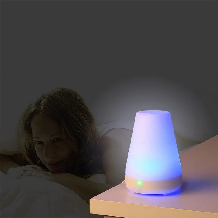100ml Ultrasonic Essential Oil Diffuser Air Humidifier with 7-color Changing LED Light - White / EU Plug