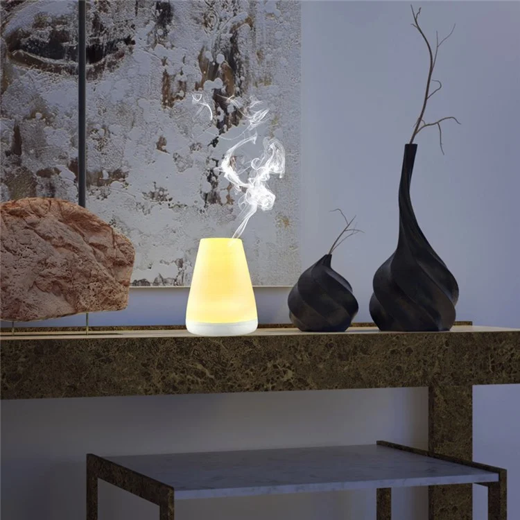 100ml Ultrasonic Essential Oil Diffuser Air Humidifier with 7-color Changing LED Light - White / EU Plug