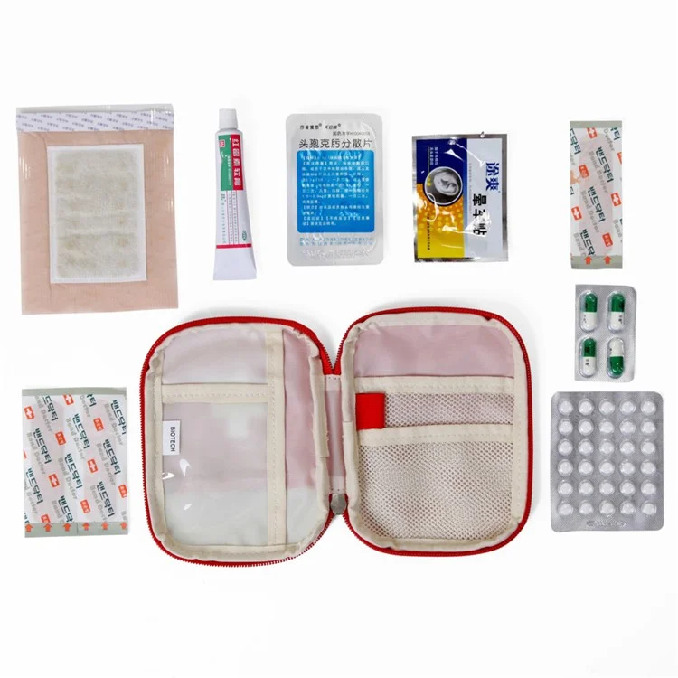 Mini Portable First Aid Bag Emergency Pouch for Camping Hiking Travel - Red