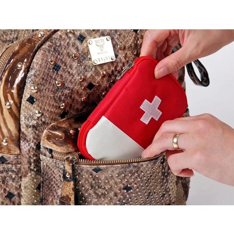 Mini Portable First Aid Bag Emergency Pouch for Camping Hiking Travel - Red