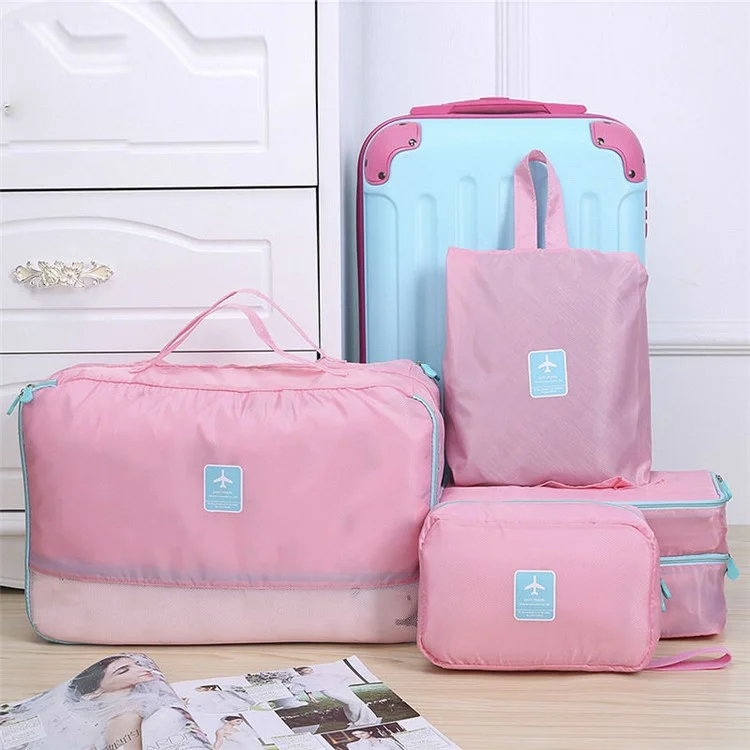 HAYAN Multi-functional 4PCS Set Water Resistant Travel Accessories Storage Bag - Pink