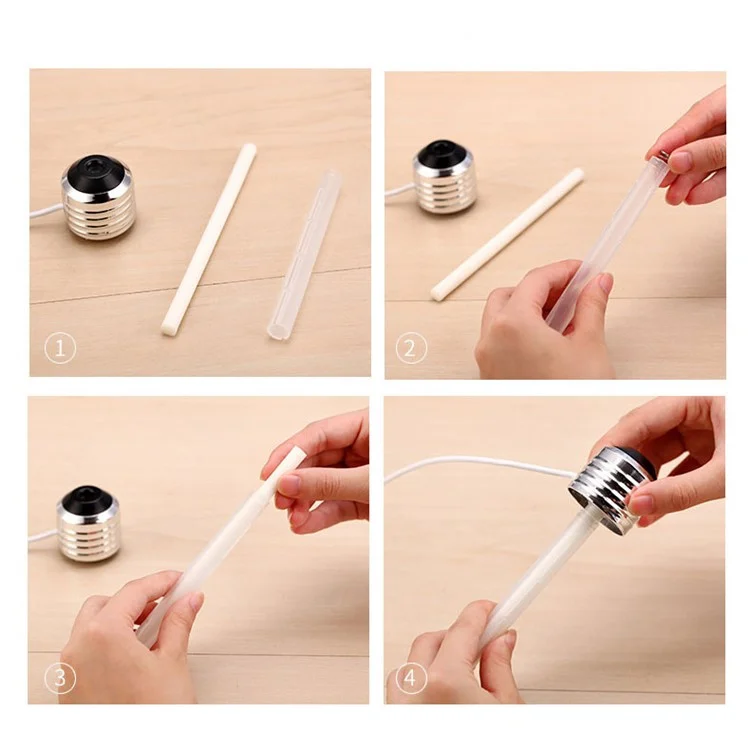 Creative Mini Bulb Humidifier Colorful LED Night Light USB Air Purifier 400ml - Silver Color Head / Transparent