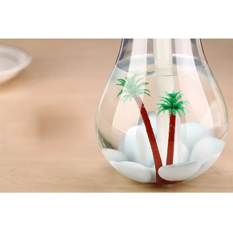 Creative Mini Bulb Humidifier Colorful LED Night Light USB Air Purifier 400ml - Silver Color Head / Transparent