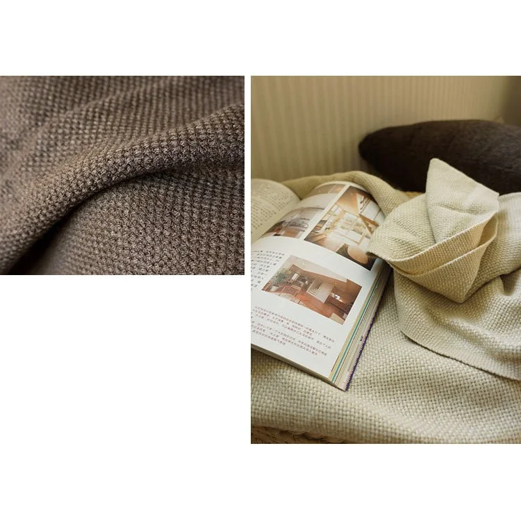 Simple Style Knitted Home Office Blanket Shawl 120cm x 180cm - Black