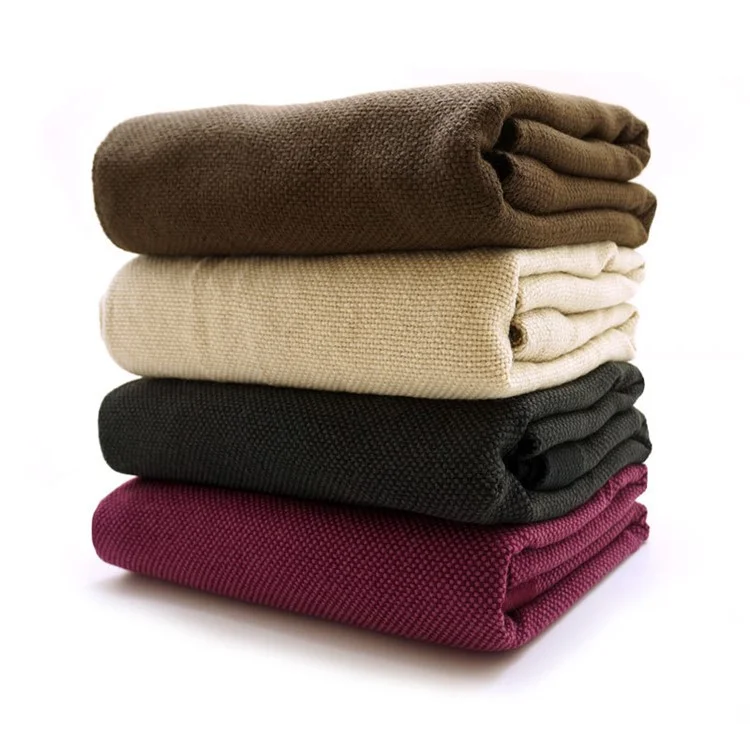 Warm Knitted Blanket Shawl for Home Office 120cm x 180cm - Purple