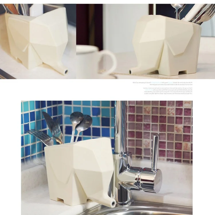 Multi-functional Elephant Chopsticks Cutlery Holders Toothbrush Storage - Grey