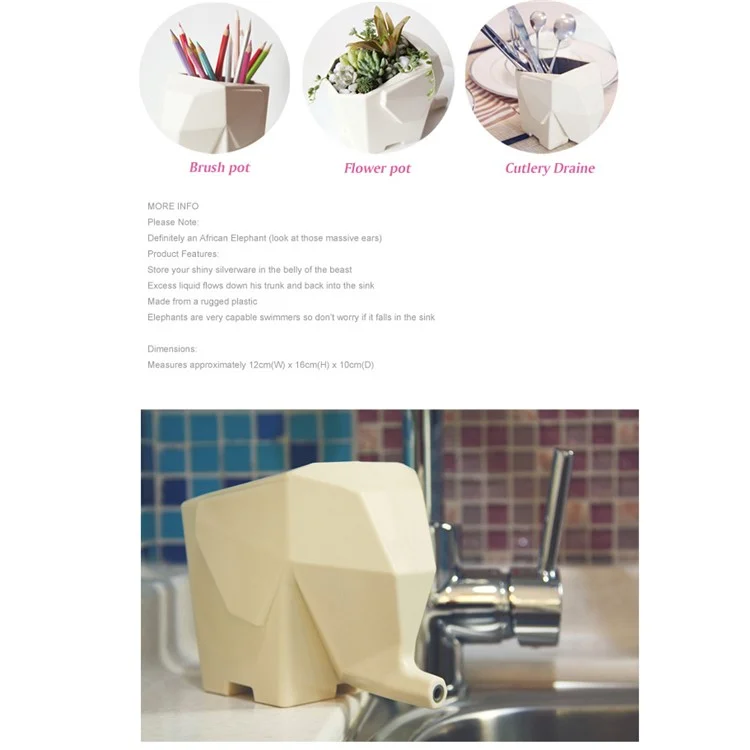 Multi-functional Elephant Chopsticks Cutlery Holders Toothbrush Storage - Grey
