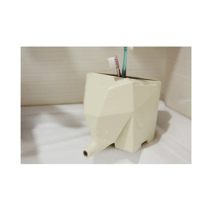 Multi-functional Lovely Elephant Cutlery Drainer Toothbrush Holder Flower Pot - Yellow