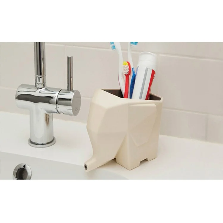 Multi-functional Lovely Elephant Cutlery Drainer Toothbrush Holder Flower Pot - Yellow
