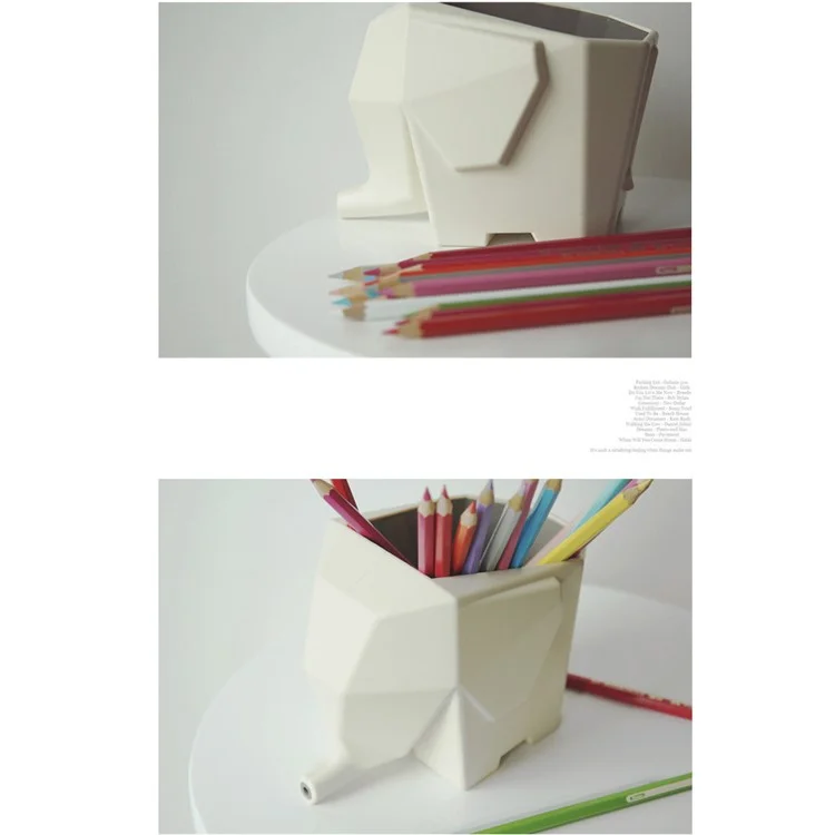 Multi-functional Lovely Elephant Cutlery Drainer Toothbrush Holder Flower Pot - Yellow