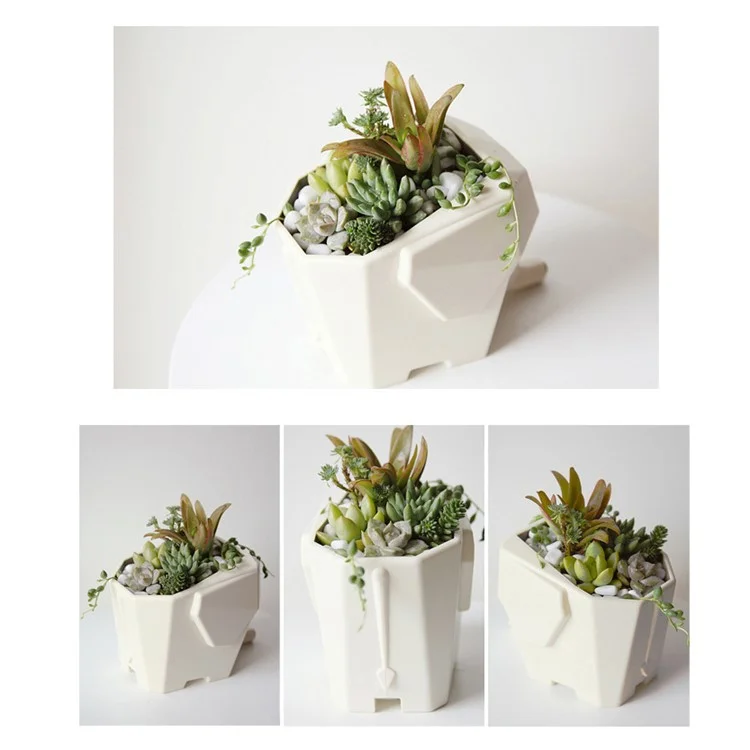 Multi-functional Lovely Elephant Cutlery Drainer Toothbrush Holder Flower Pot - Yellow