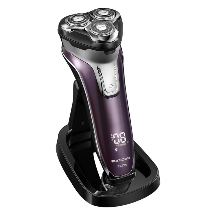 FLYCO FS376 3D Floating Triple-head Shaver Rechargeable Razor with LED Display