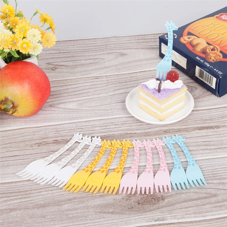 12PCS/Lot ANYA 708 Cartoon Giraffe Dessert Fruit Fork