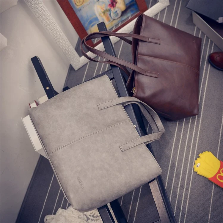 Fashion PU Leather Handbag Single Shoulder Bag for Women - Red Brown