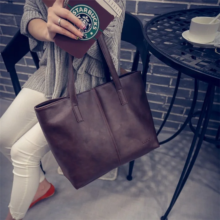 Fashion PU Leather Handbag Single Shoulder Bag for Women - Red Brown