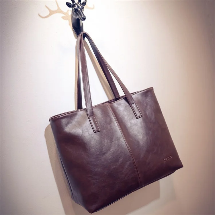 Fashion PU Leather Handbag Single Shoulder Bag for Women - Red Brown