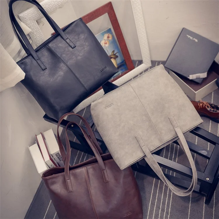 Fashion PU Leather Handbag Single Shoulder Bag for Women - Red Brown