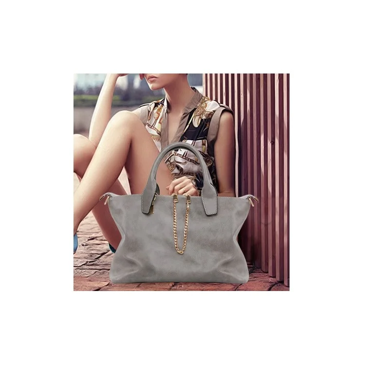 3Pcs/Set Fashion Women Faux Leather Handbag Shoulder Clutch Wallet Bag - Grey