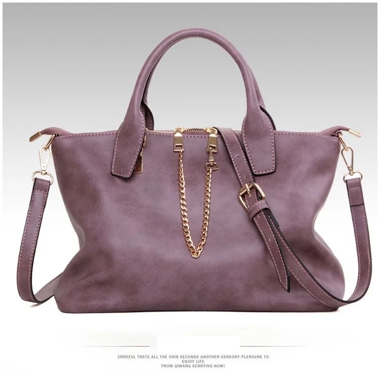3Pcs/Set Elegant Women Faux Leather Handbag New Fashion Shoulder Bag - Purple