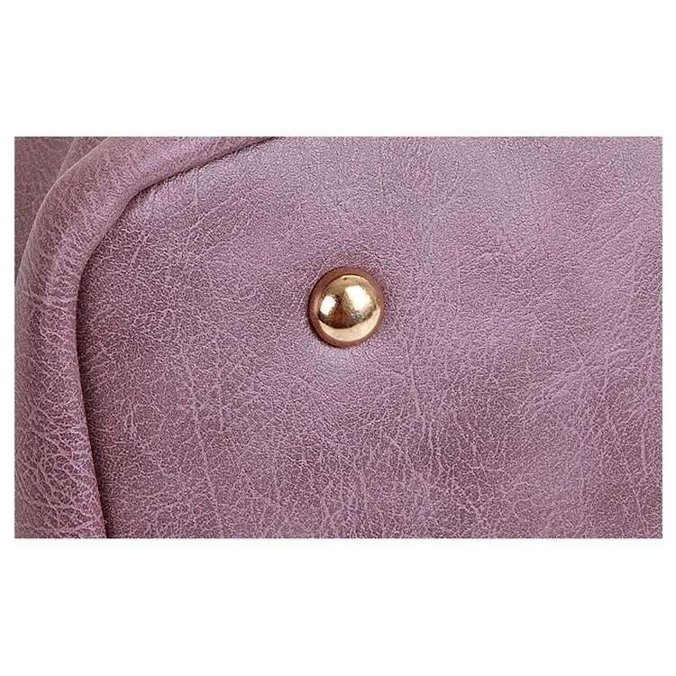 3Pcs/Set Elegant Women Faux Leather Handbag New Fashion Shoulder Bag - Purple
