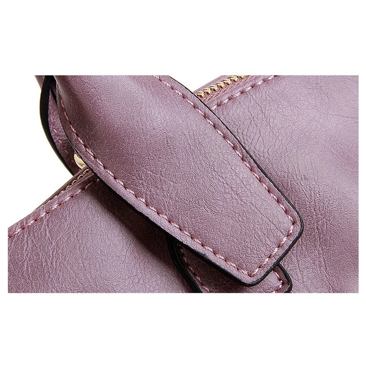 3Pcs/Set Elegant Women Faux Leather Handbag New Fashion Shoulder Bag - Purple