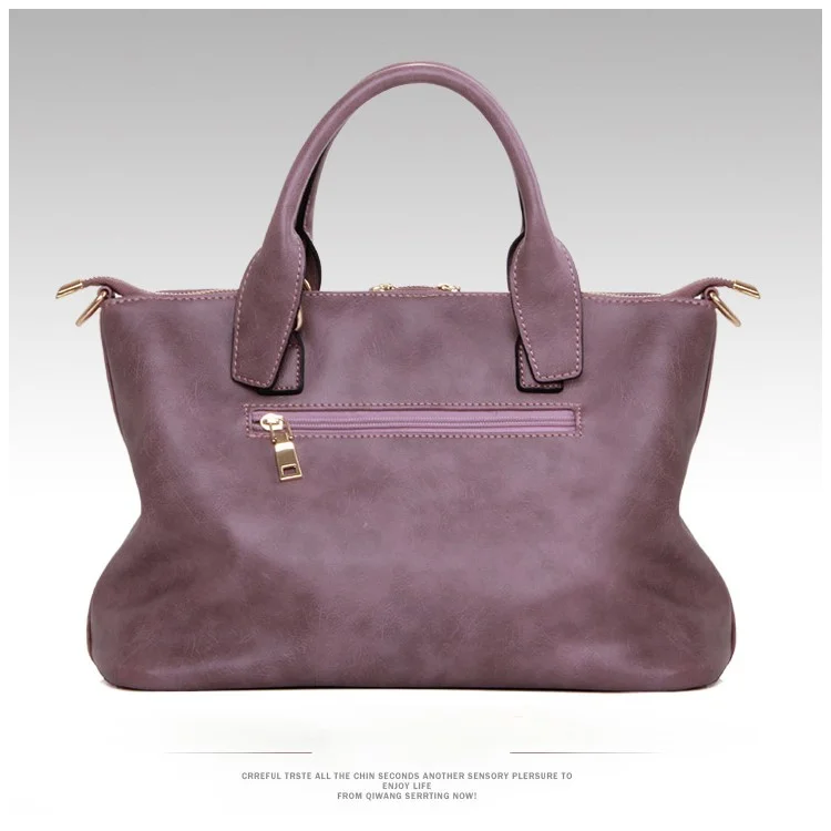 3Pcs/Set Elegant Women Faux Leather Handbag New Fashion Shoulder Bag - Purple