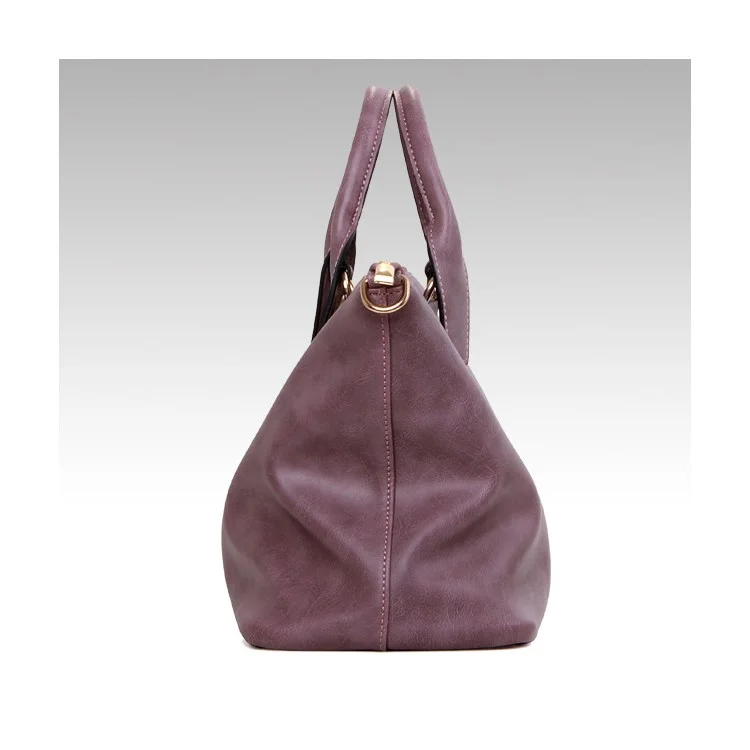 3Pcs/Set Elegant Women Faux Leather Handbag New Fashion Shoulder Bag - Purple