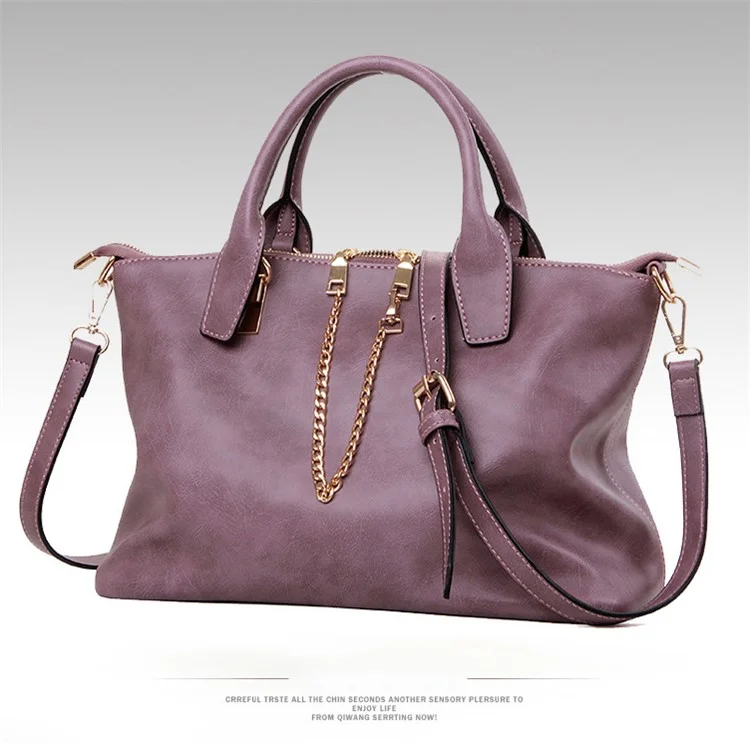 3Pcs/Set Elegant Women Faux Leather Handbag New Fashion Shoulder Bag - Purple