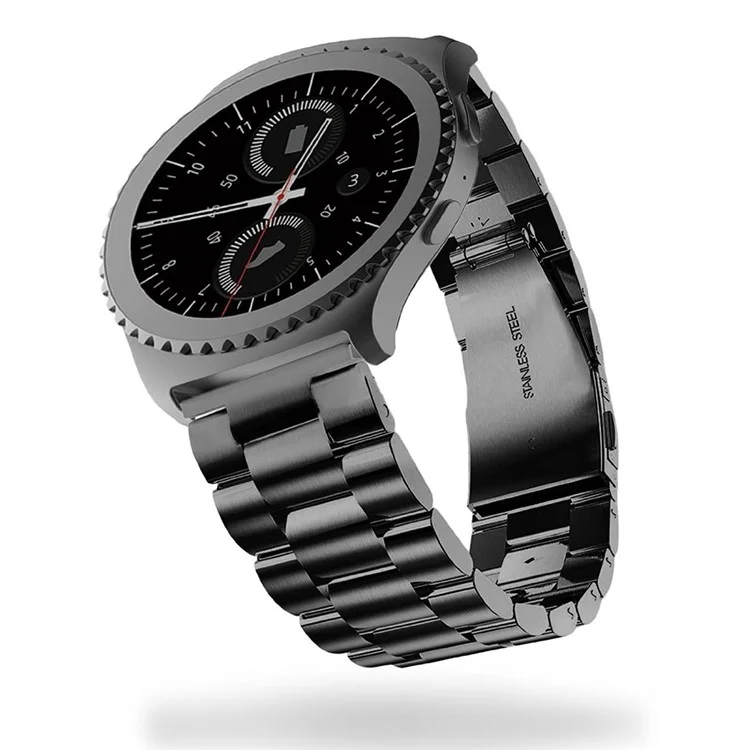 Pulseira de Relógio de Aço Inoxidável Sólido de 20 mm para Samsung Gear S2 Classic SM-732, Pulseira de Reposição - Preta