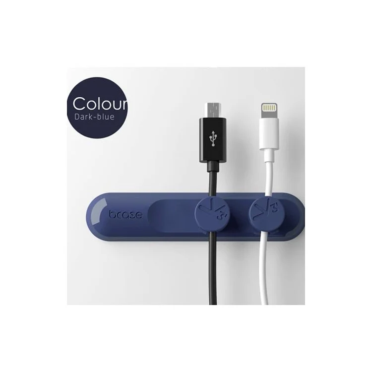 BCASE TUP Magnetic Desktop USB Cable Clips Cord Organizer 3 Sizes in 1 - Dark Blue