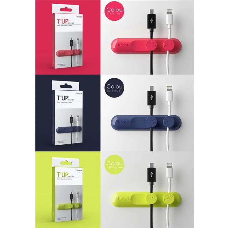 BCASE TUP Magnetic Desktop USB Cable Clips Cord Organizer 3 Sizes in 1 - Dark Blue