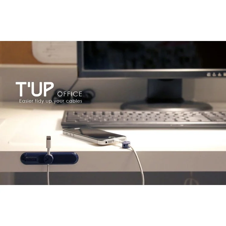 BCASE TUP Magnetic Desktop USB Cable Clips Cord Organizer 3 Sizes in 1 - Dark Blue