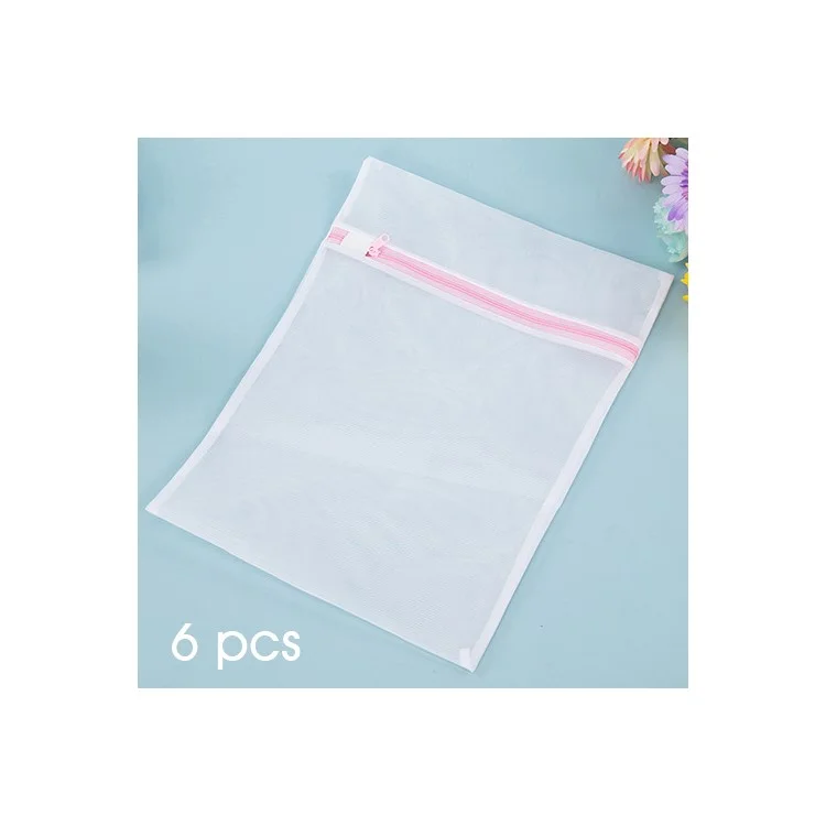 7Pcs/Lot Thickened Fine Mesh Laundry Bags Hosiery Square Washing Bag (6 x Size 30 x 40cm + 1 x Size 15 x 16cm)
