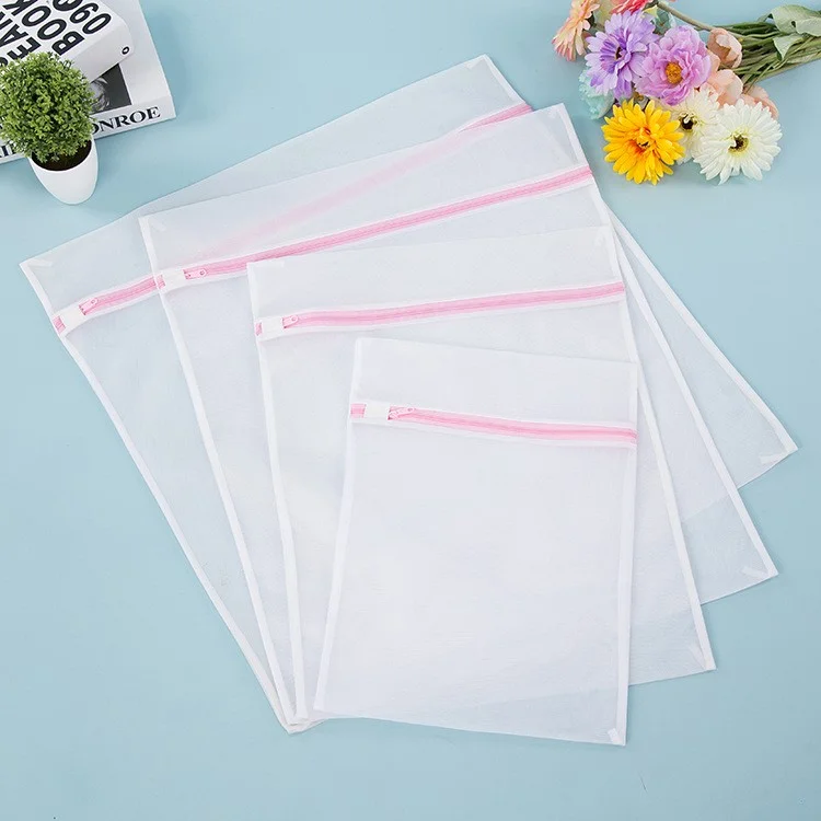 7Pcs/Lot Square Fine Mesh Zippered Washing Bags Thickened Laundry Bag (6 x Size 50 x 60cm + 1 x Size 15 x 16cm)